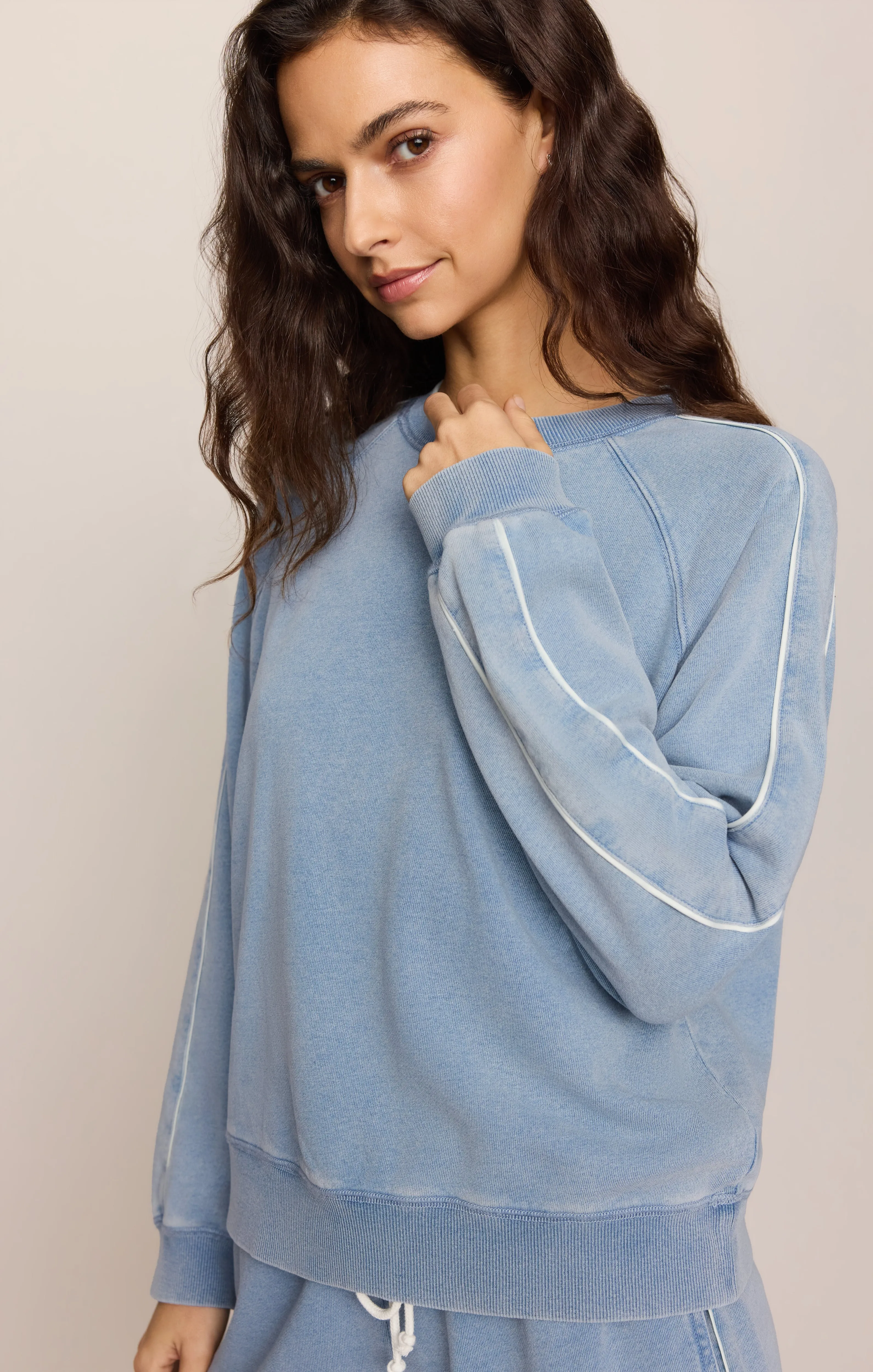 Sport Stripe Boyfriend Knit Denim Sweatshirt sold by Z Supply product image thumbnail 3
