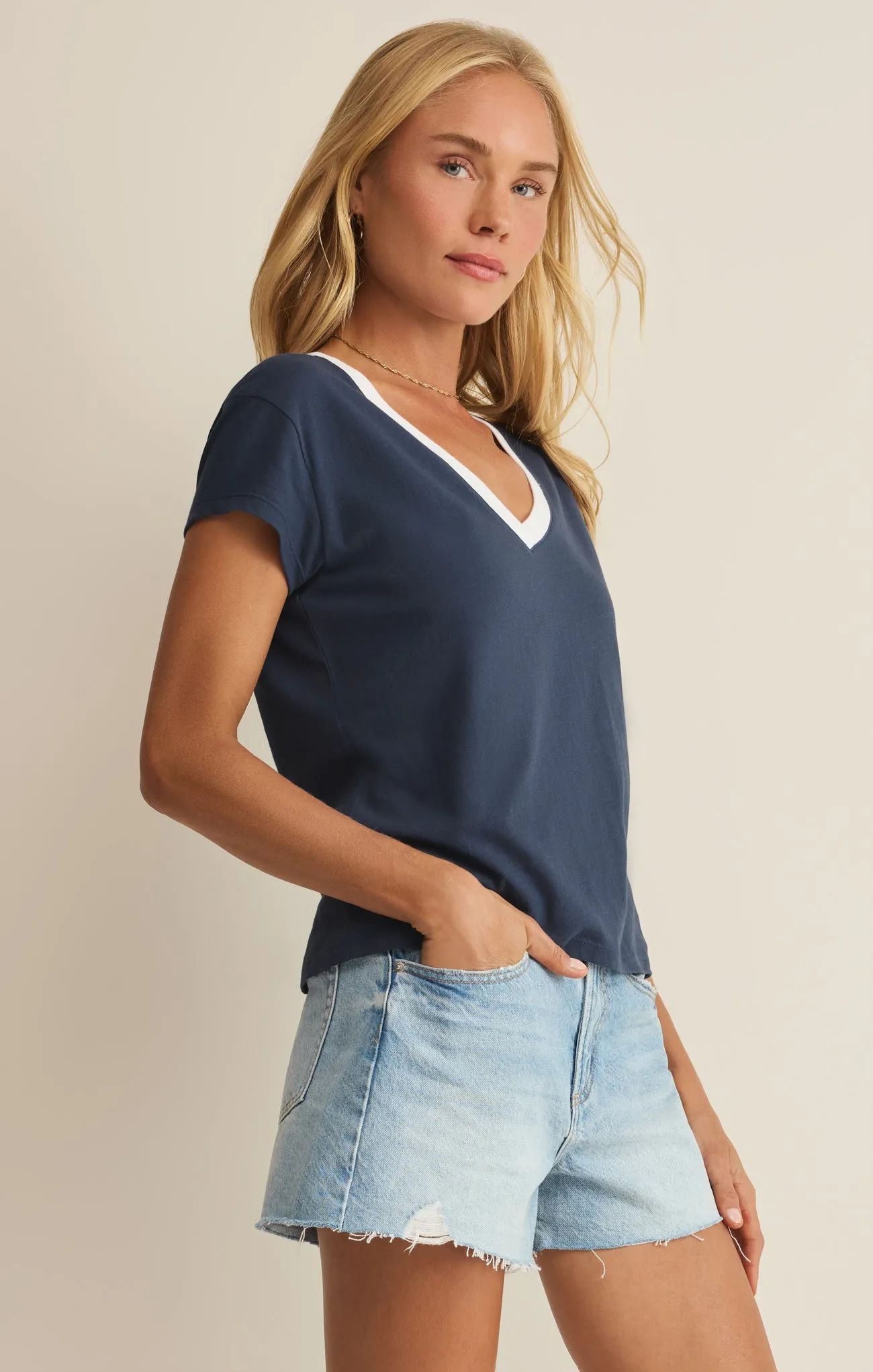 Modern Contrast V-Neck Tee sold by Z Supply product image thumbnail 3
