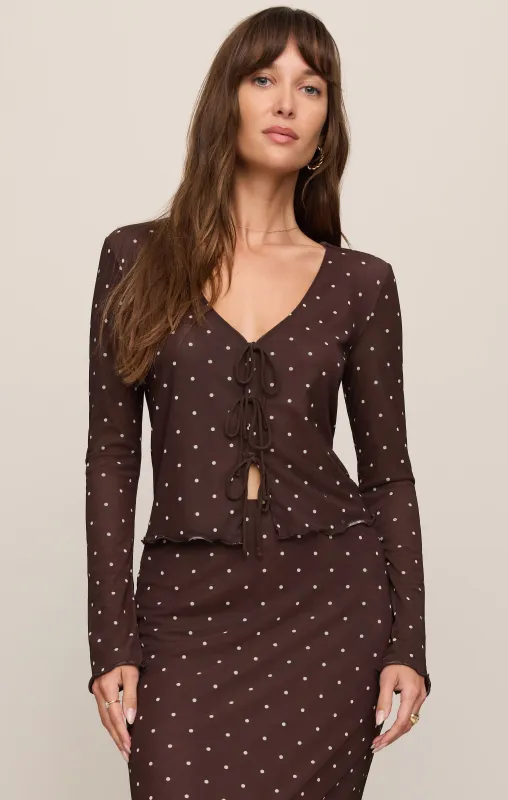 Amara Polka Dot Mesh Top made by Z Supply