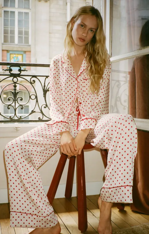 Snuggle Dot Satin PJ Set made by Z Supply