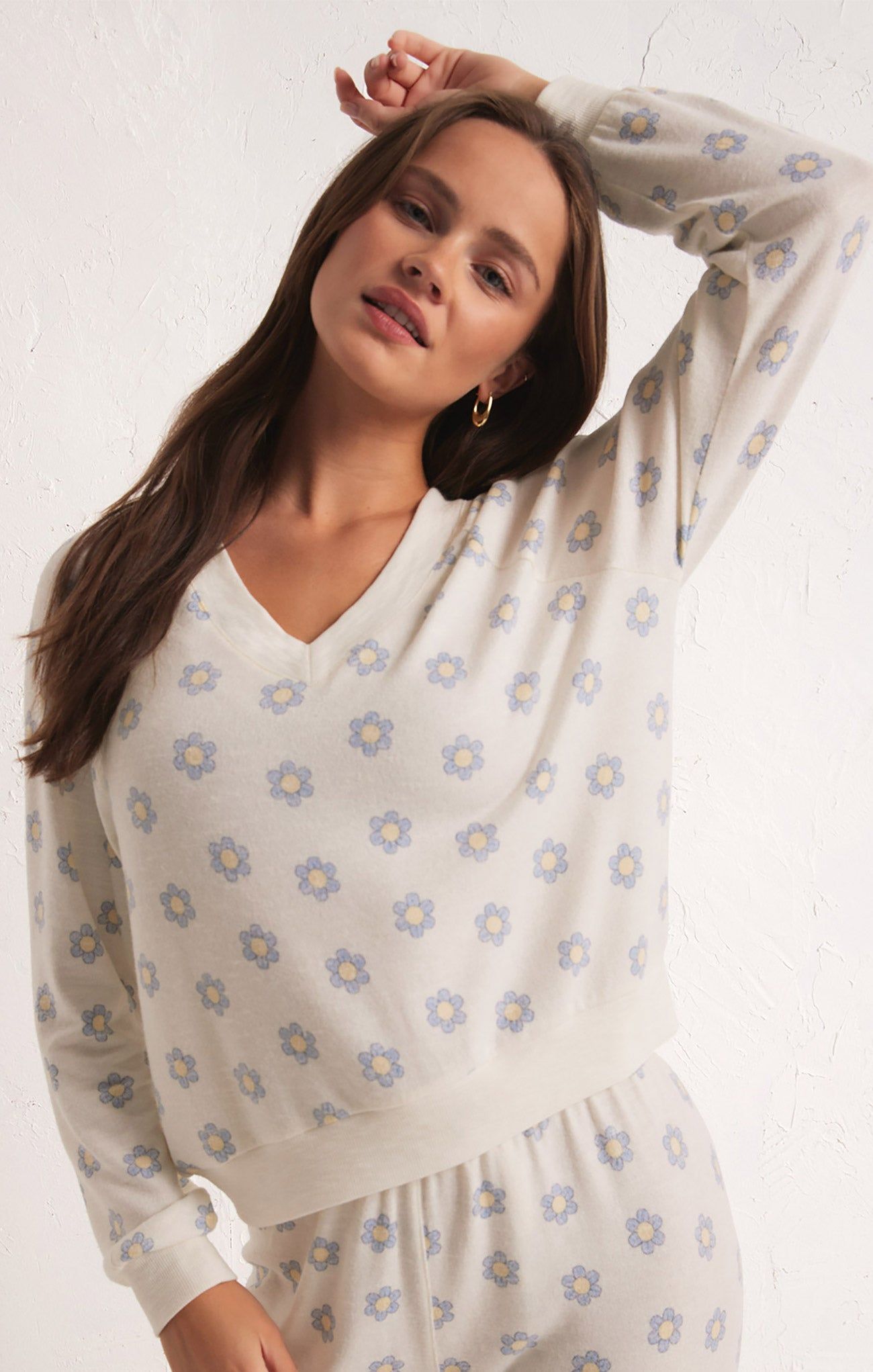 Dazed Daisy V-Neck Long Sleeve Top sold by Z Supply