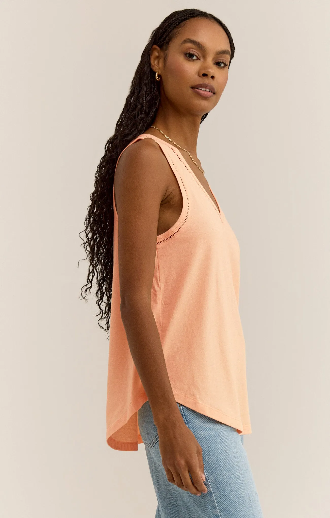 Vagabond Lace Trim V-Neck Tank sold by Z Supply product image thumbnail 3