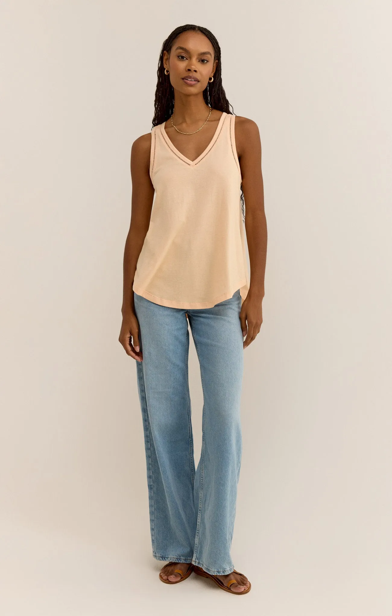 Vagabond Lace Trim V-Neck Tank sold by Z Supply product image thumbnail 4