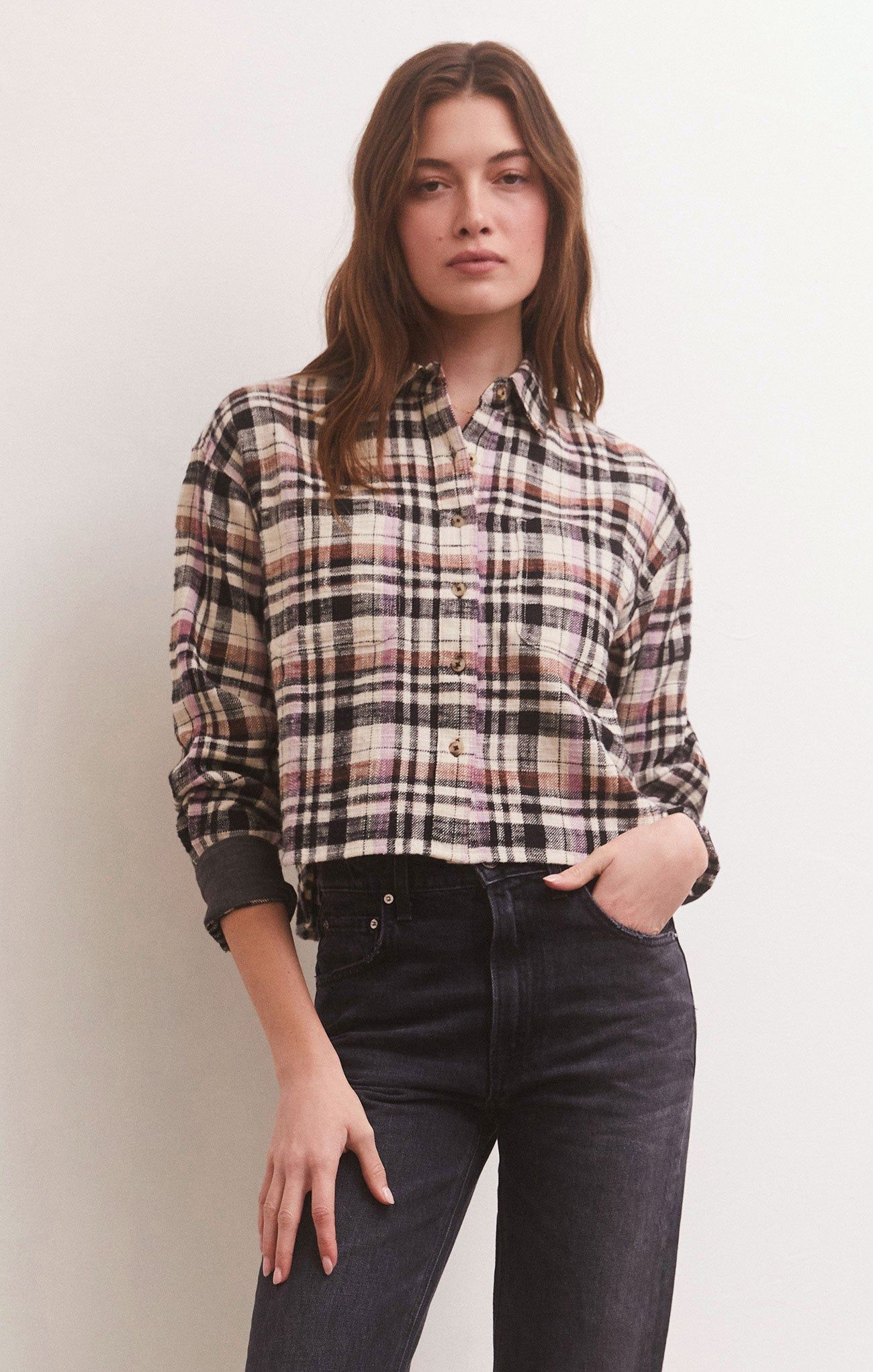 Ethan Cropped Plaid Top sold by Z Supply
