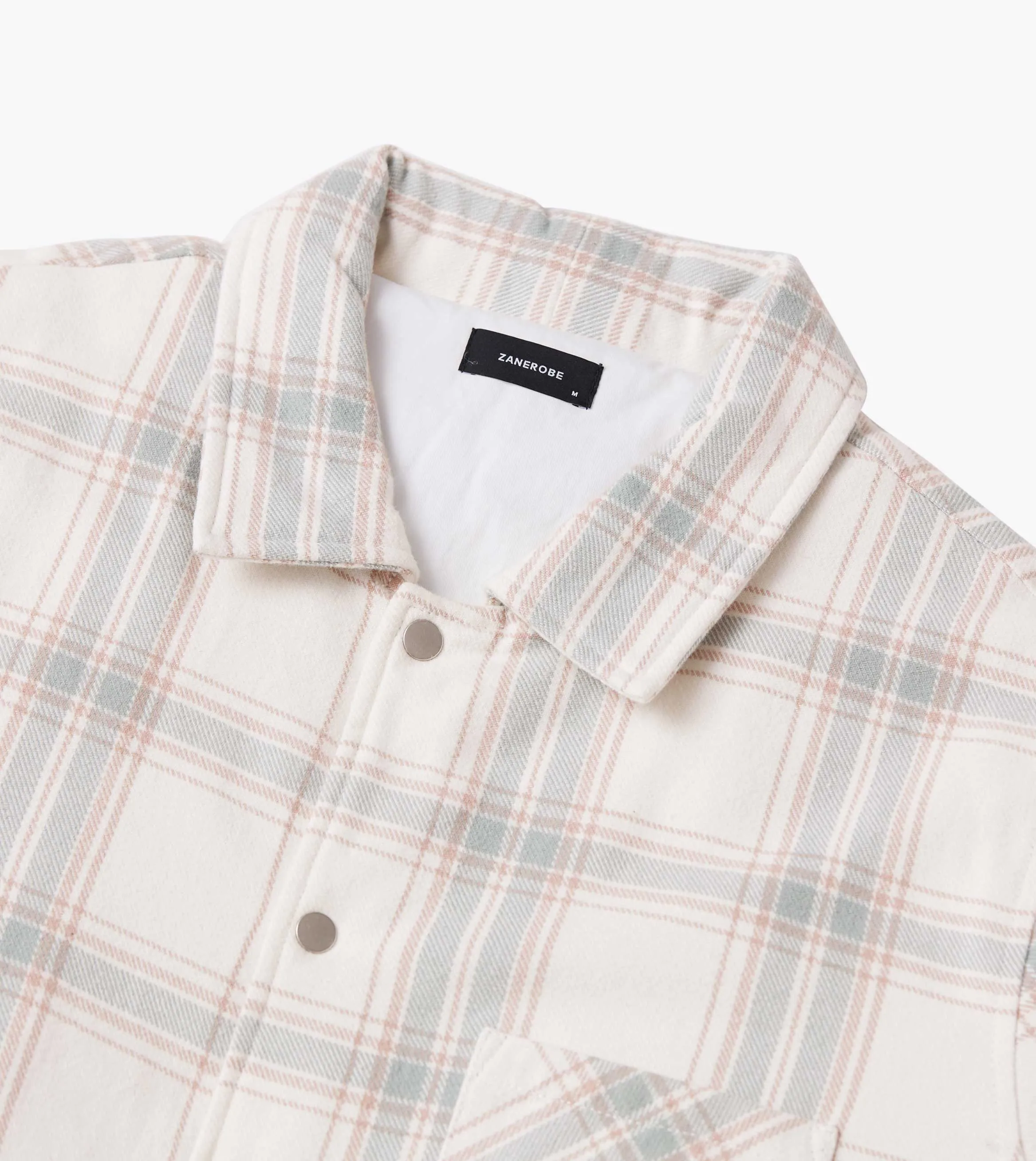 Hike Plaid Overshirt Vintage White/Lt Blue sold by Zanerobe product image thumbnail 4