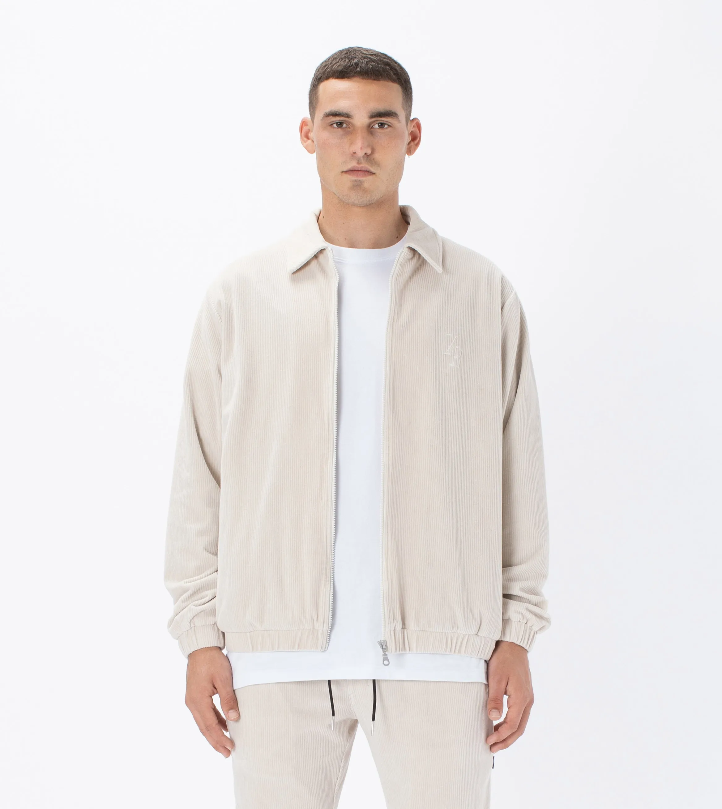 Velour Coach Jacket Beige sold by Zanerobe