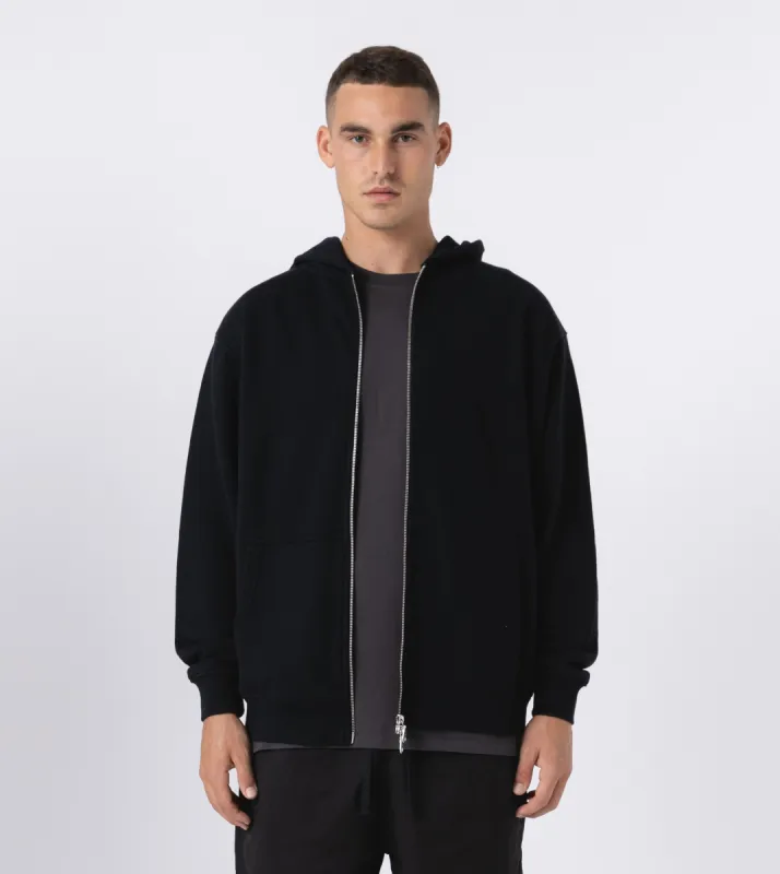 Orgo Hood Zip Sweat Black sold by Zanerobe