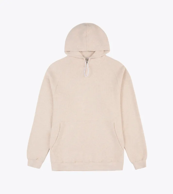 Lowgo Thermal Hood Sweat Natural Marle sold by Zanerobe