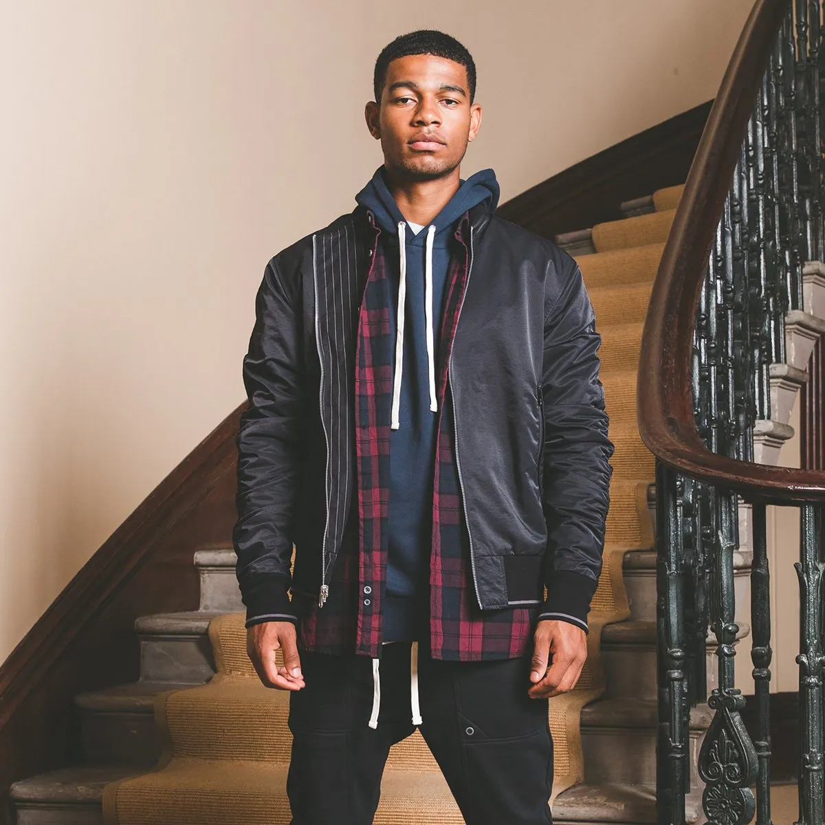 Pinstripe Reversible Bomber Black/White - Sale sold by Zanerobe product image thumbnail 3