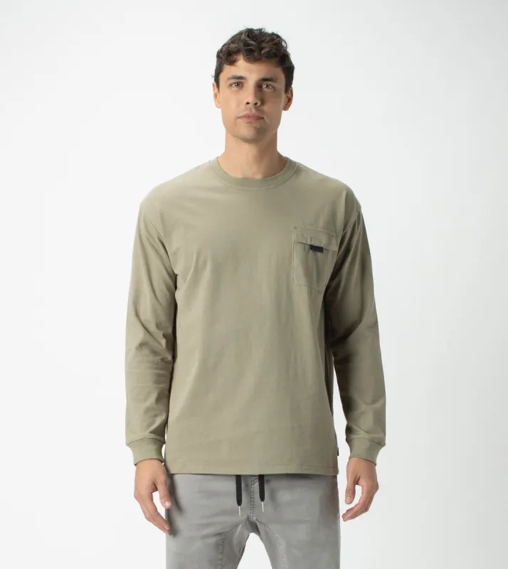 Workwear Box LS Tee Moss sold by Zanerobe