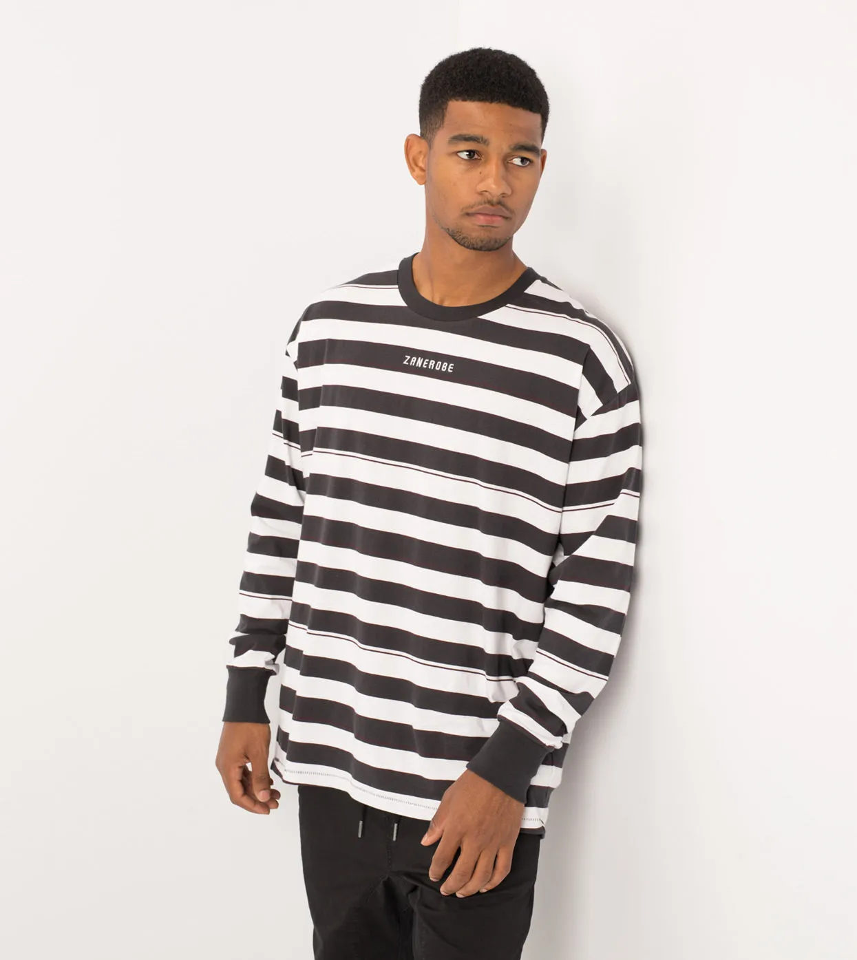 Hoop Rugger LS Tee Vintage Black/White sold by Zanerobe product image thumbnail 2