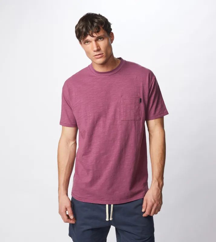Slub Box Pocket Tee Acai - Sale sold by Zanerobe