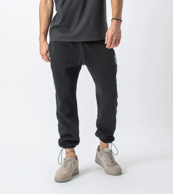 Jumpa Tape Sweat Fleece Jogger Smokey Black sold by Zanerobe