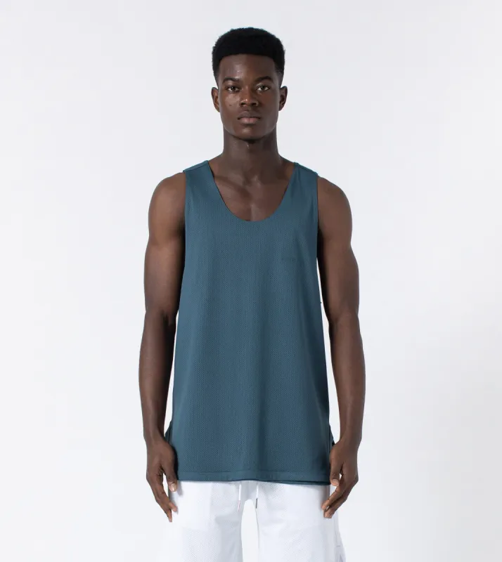Mesh Rugger Tank Dk Aqua sold by Zanerobe