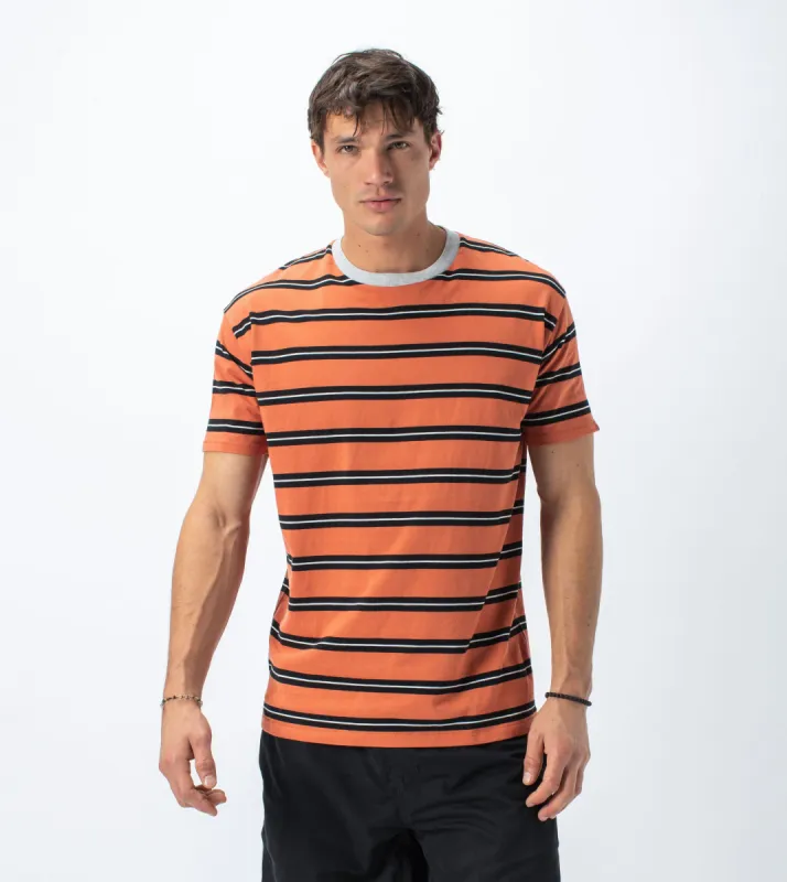 Triplet Box Tee Clay/Black sold by Zanerobe