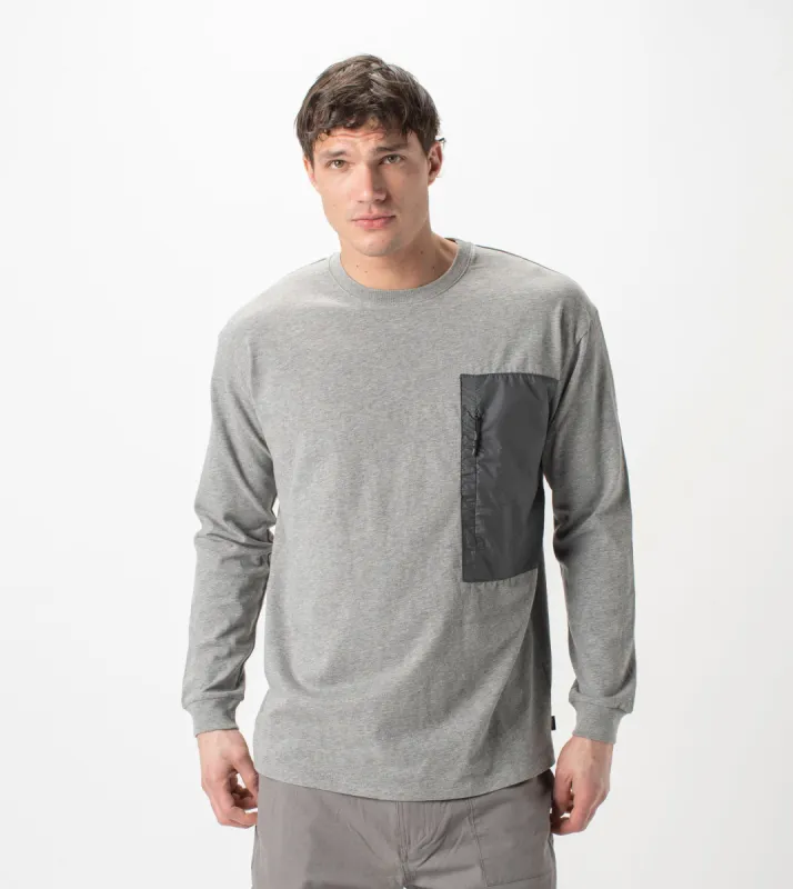 Tech Box LS Tee Dk Grey Marle sold by Zanerobe