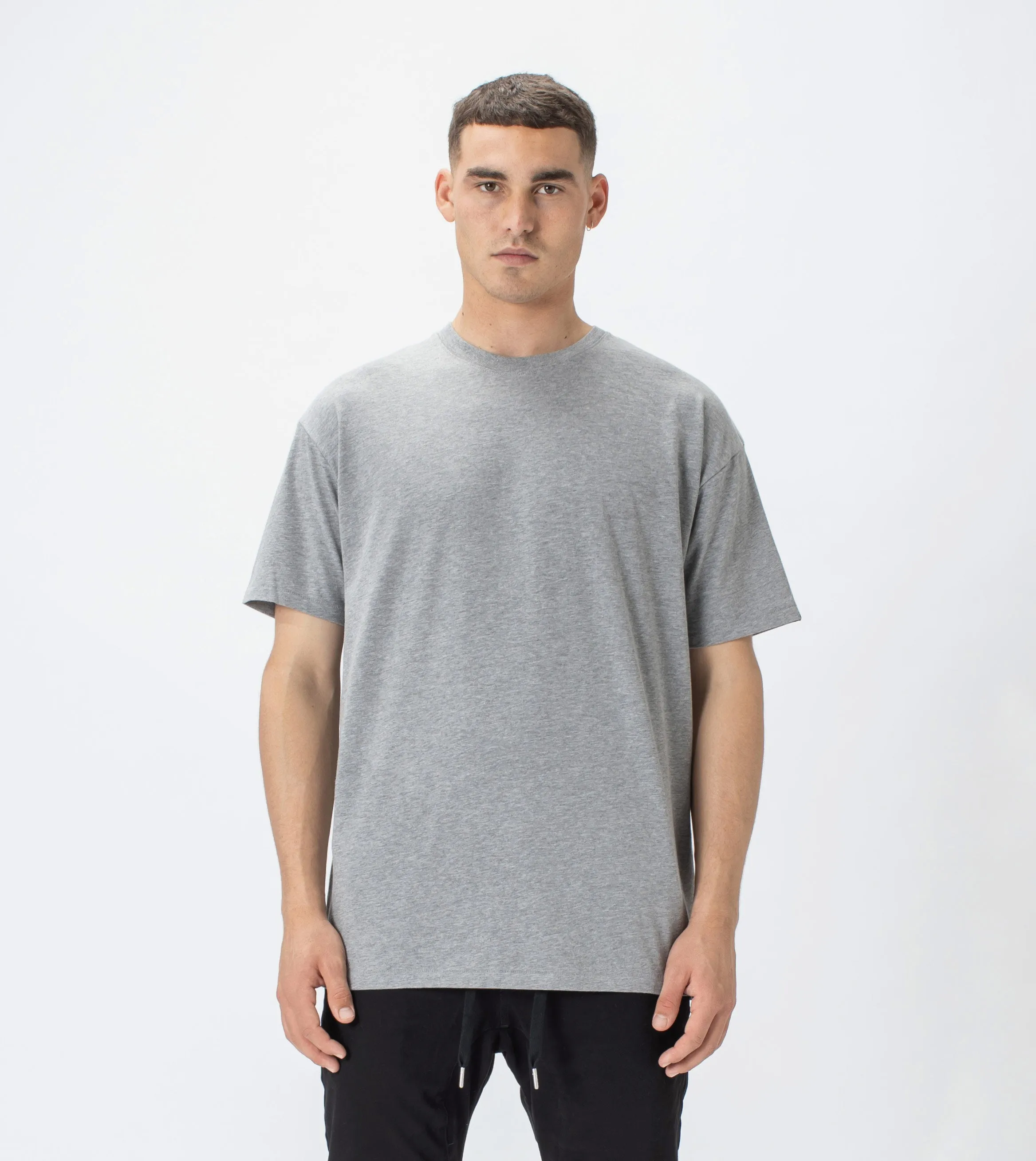 Box Tee Dk Grey Marle sold by Zanerobe