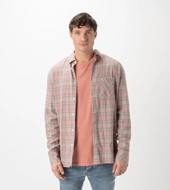 Work Flannel LS Shirt Washed Peach sold by Zanerobe