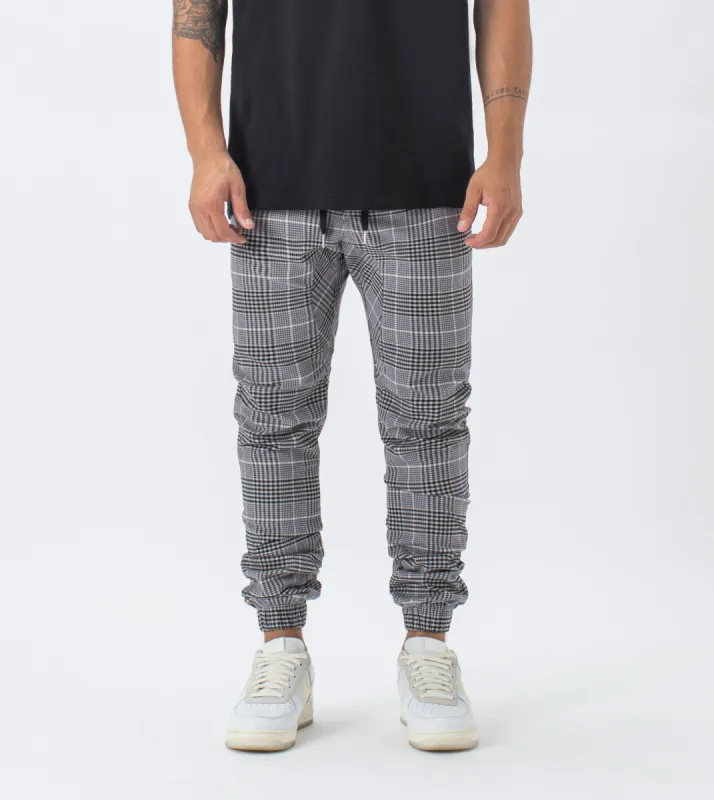 Plaid Sureshot Jogger Lt Grey/Black sold by Zanerobe