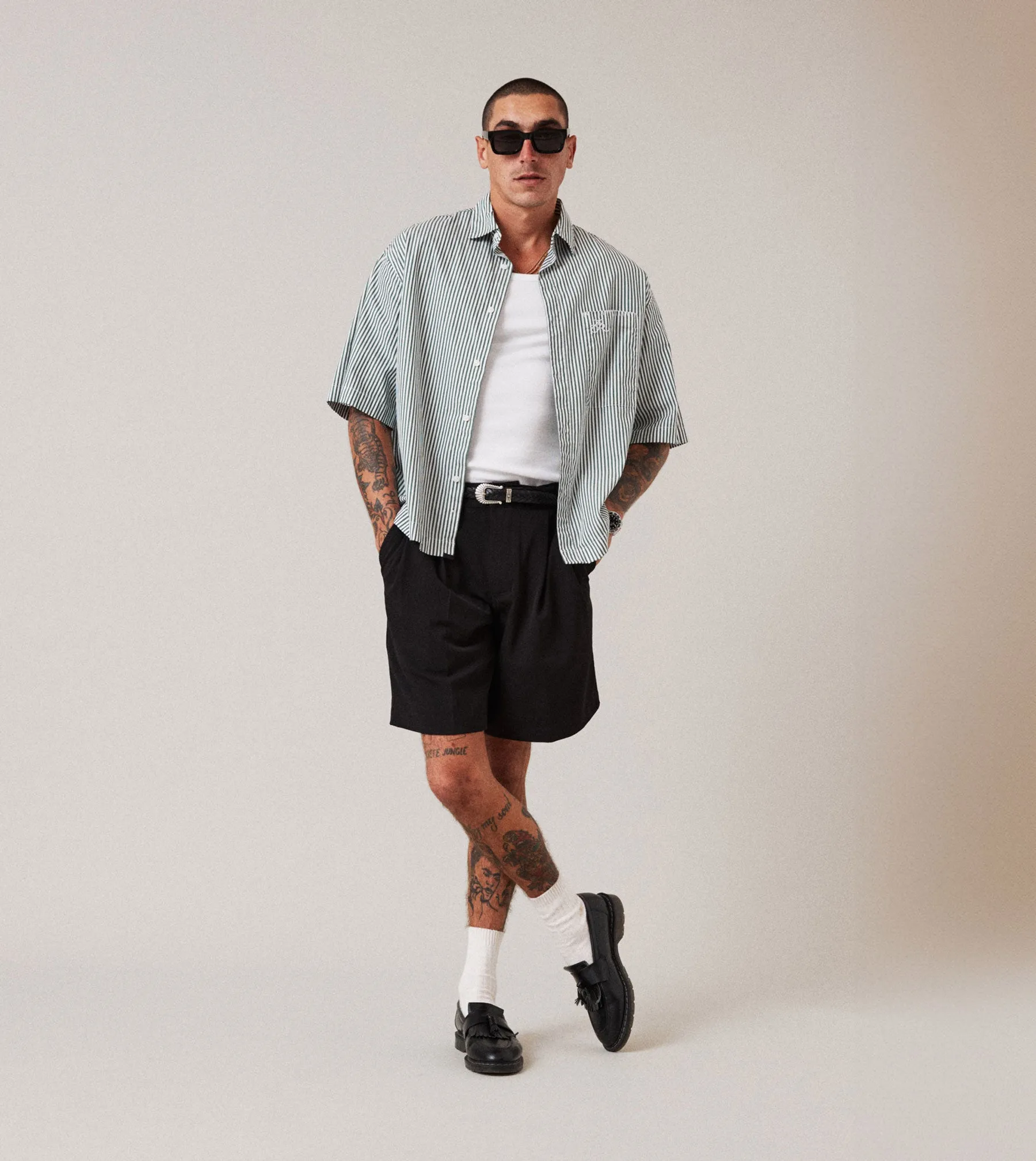 Box Crop Shirt Green Stripe sold by Zanerobe product image thumbnail 5