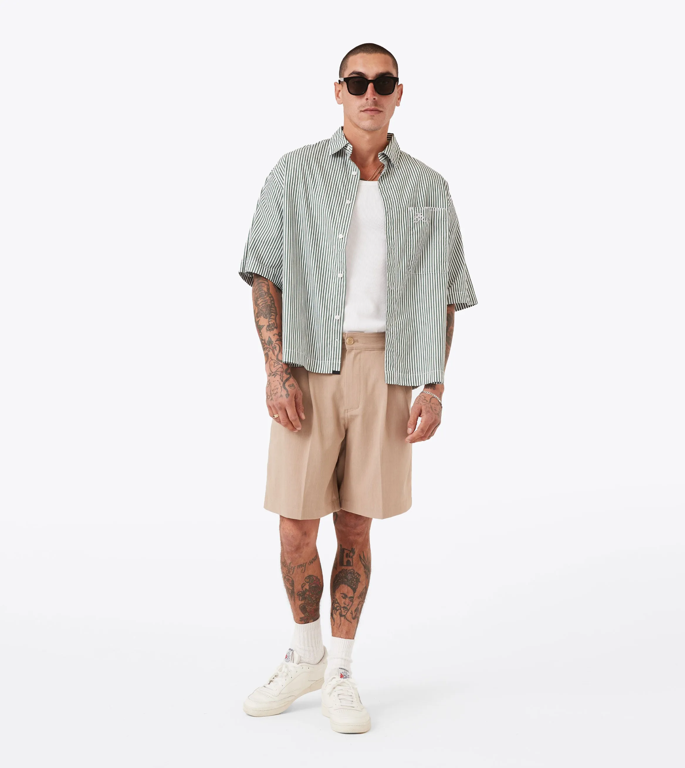 Box Crop Shirt Green Stripe sold by Zanerobe product image thumbnail 2