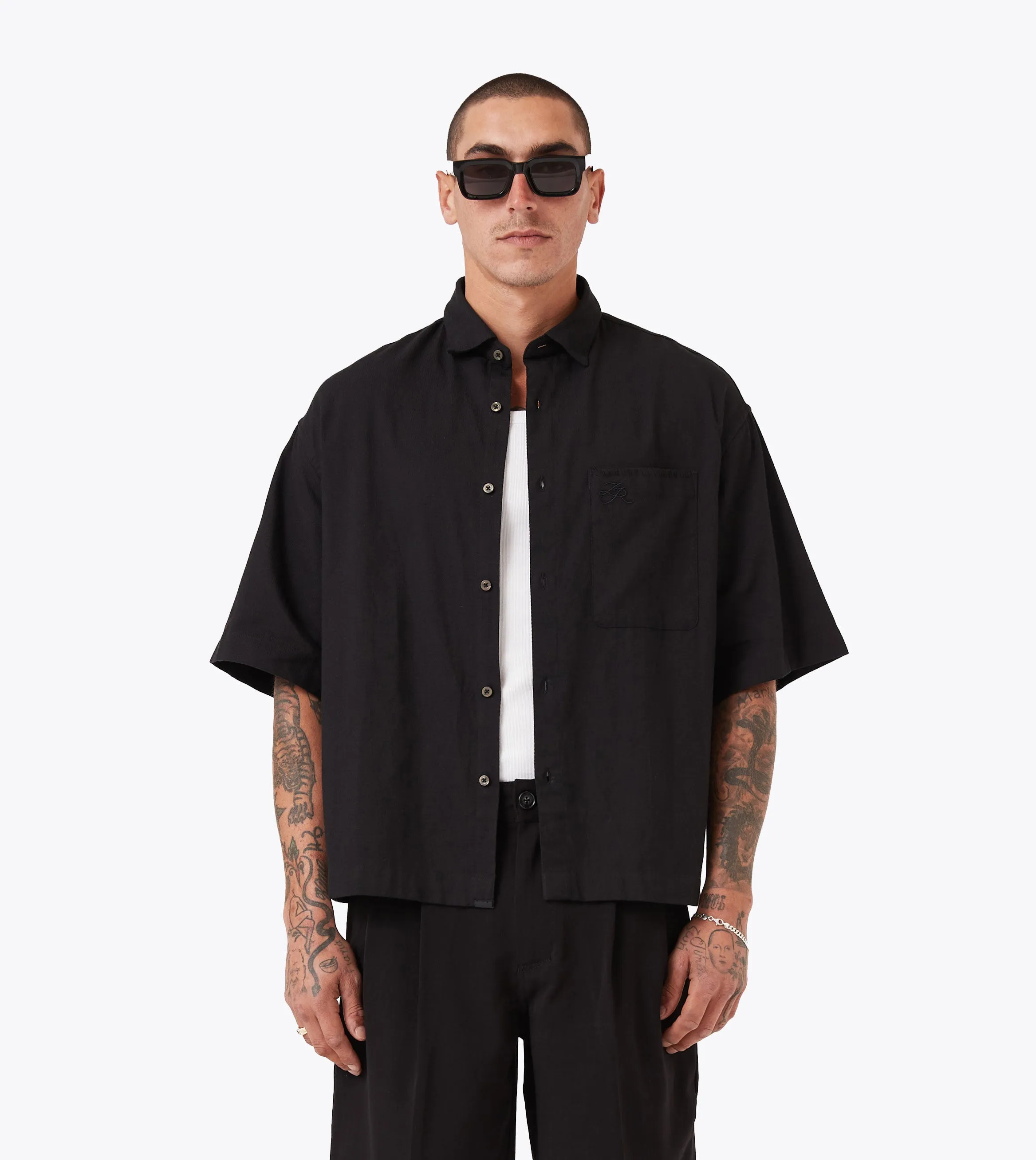 Box Crop Shirt Black sold by Zanerobe