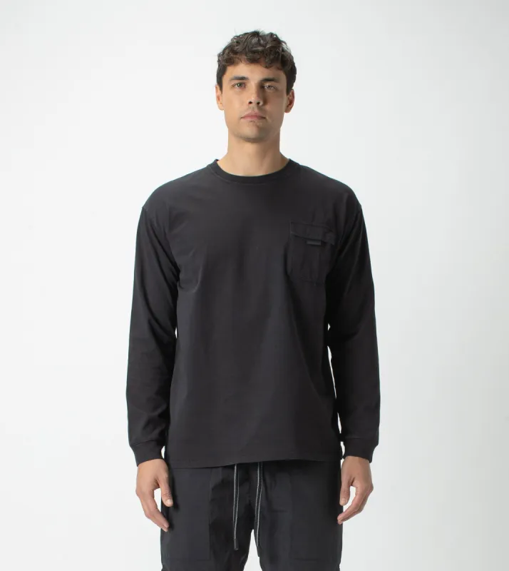 Workwear Box LS Tee Black sold by Zanerobe