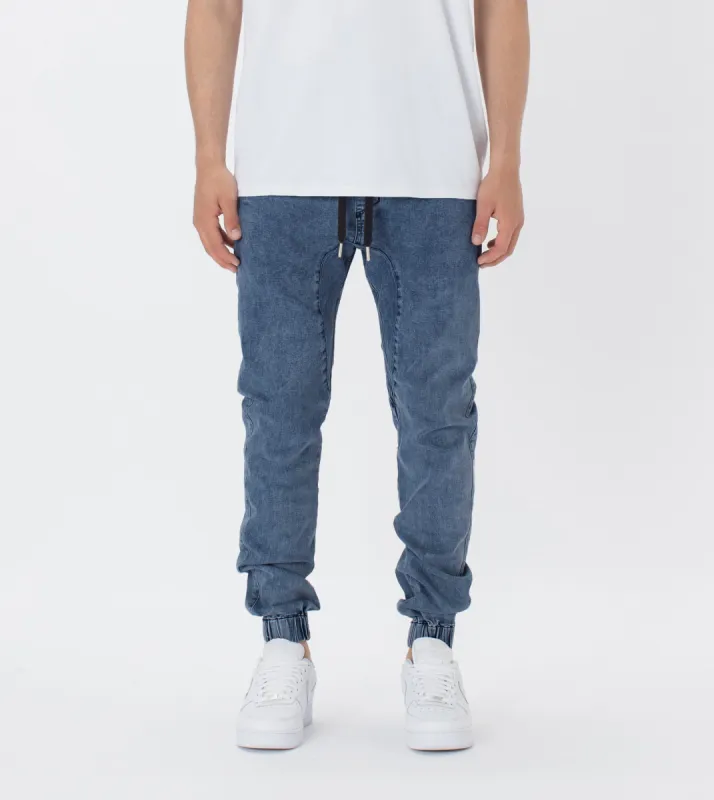 Sureshot Denim Jogger Stripped Indigo sold by Zanerobe