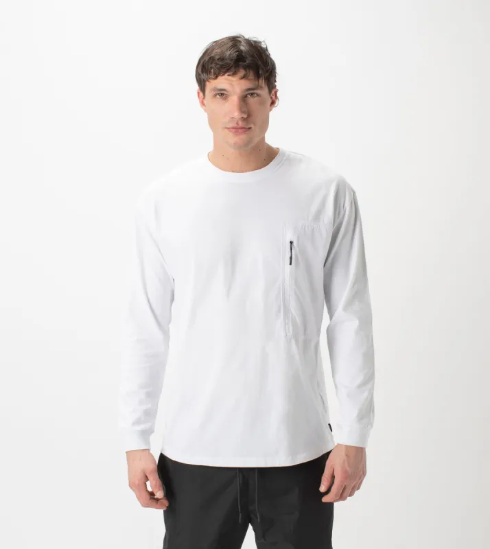 Tech Box LS Tee White sold by Zanerobe