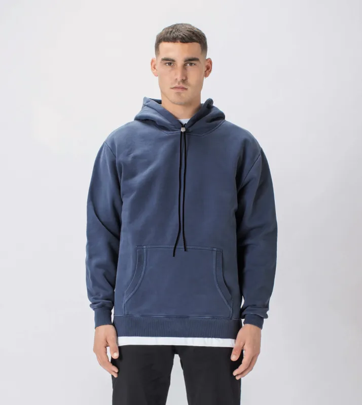 Lowgo Hood Sweat GD Indigo sold by Zanerobe