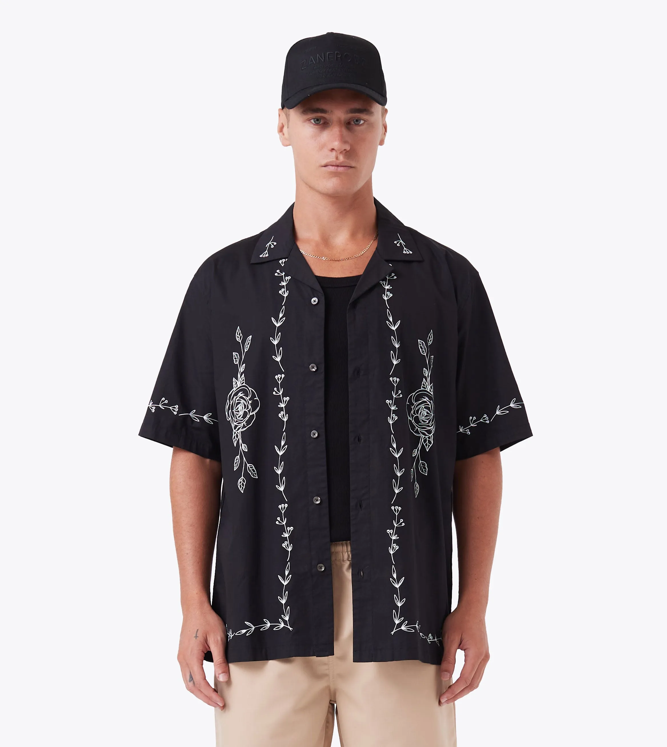 Vine Holiday SS Shirt Black sold by Zanerobe