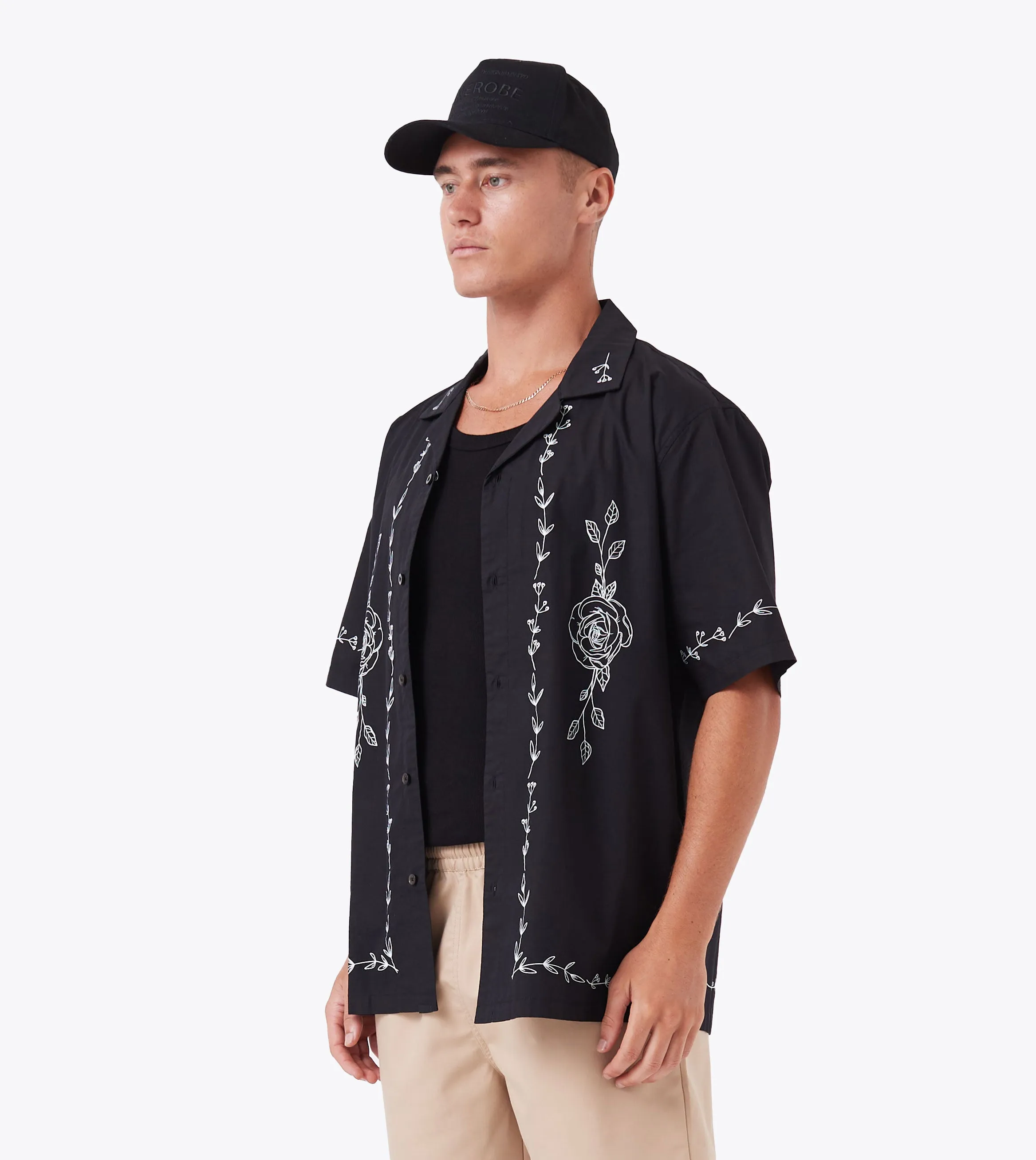 Vine Holiday SS Shirt Black sold by Zanerobe product image thumbnail 3