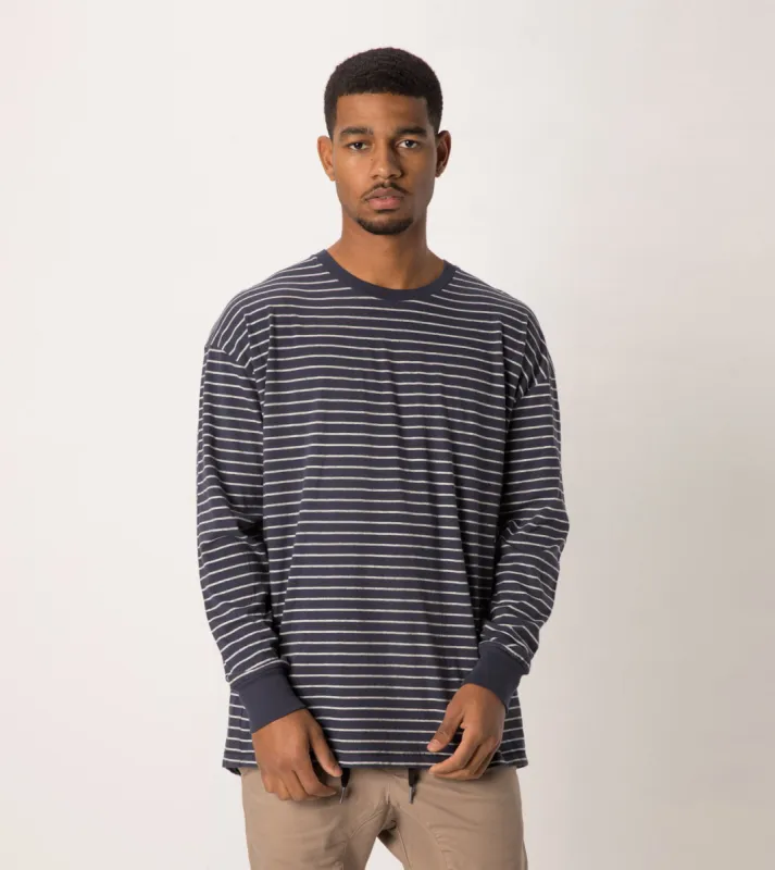 Stripe Rugger LS Tee Duke Blue/Storm Marle sold by Zanerobe
