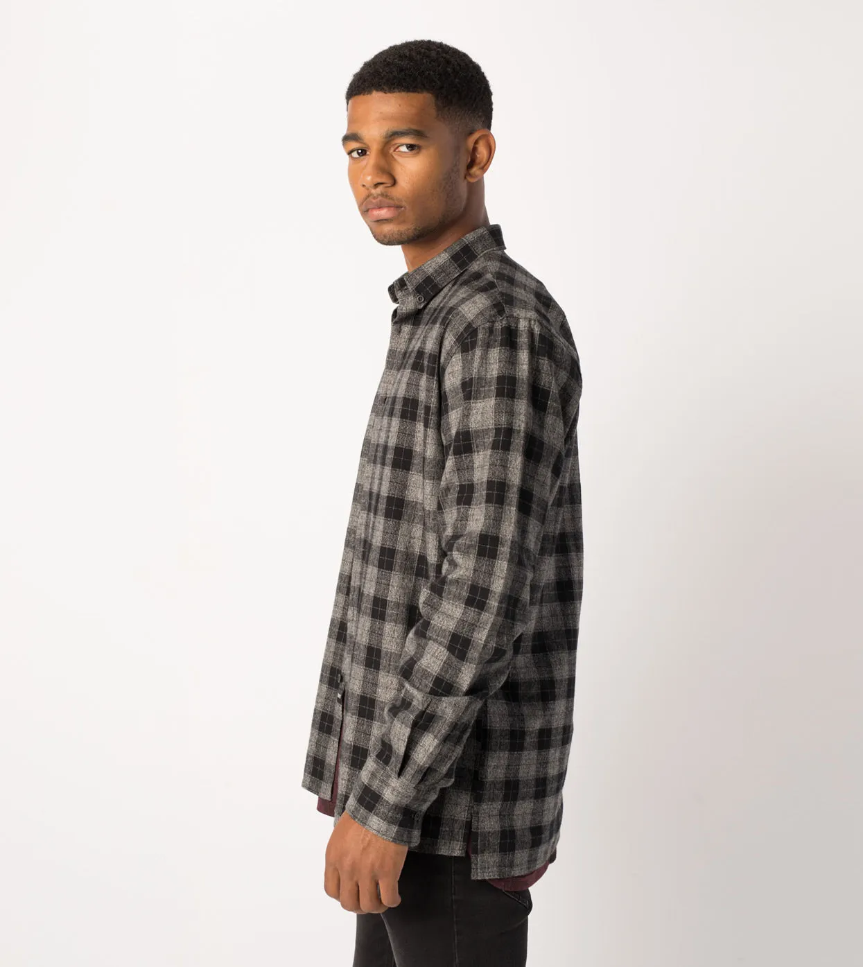 Flannel LS Shirt Black/Grey Marle - Sale sold by Zanerobe