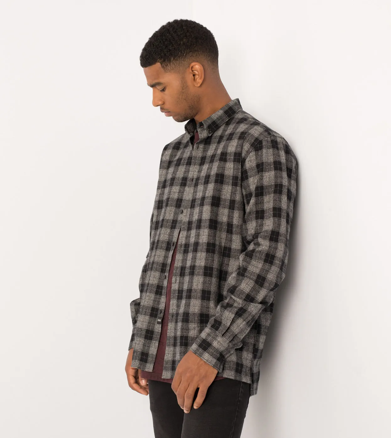 Flannel LS Shirt Black/Grey Marle - Sale sold by Zanerobe product image thumbnail 2