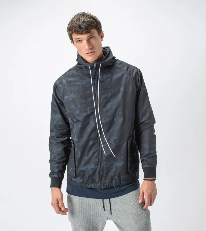 Utility Storm Spray Jacket Midnight sold by Zanerobe