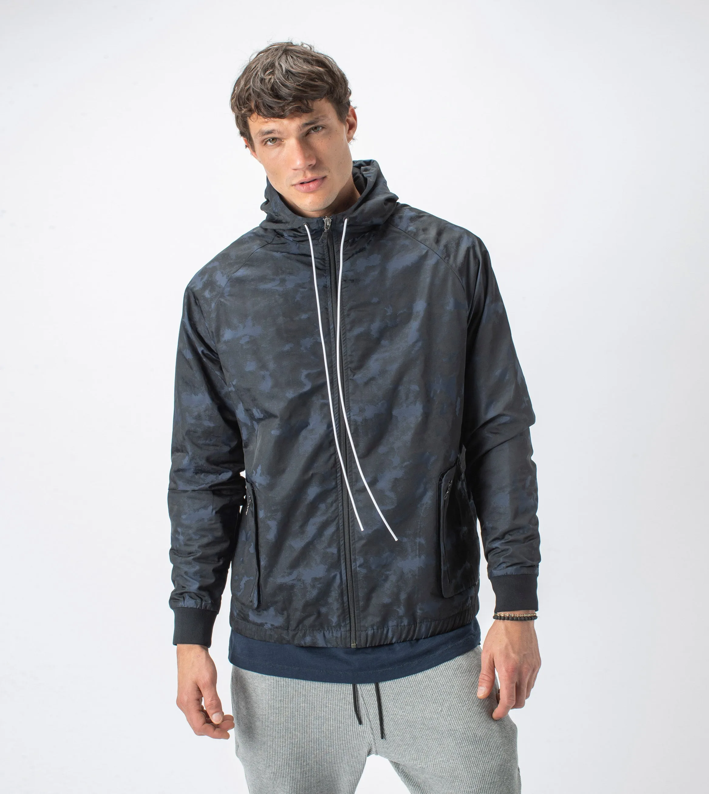 Utility Storm Spray Jacket Midnight sold by Zanerobe