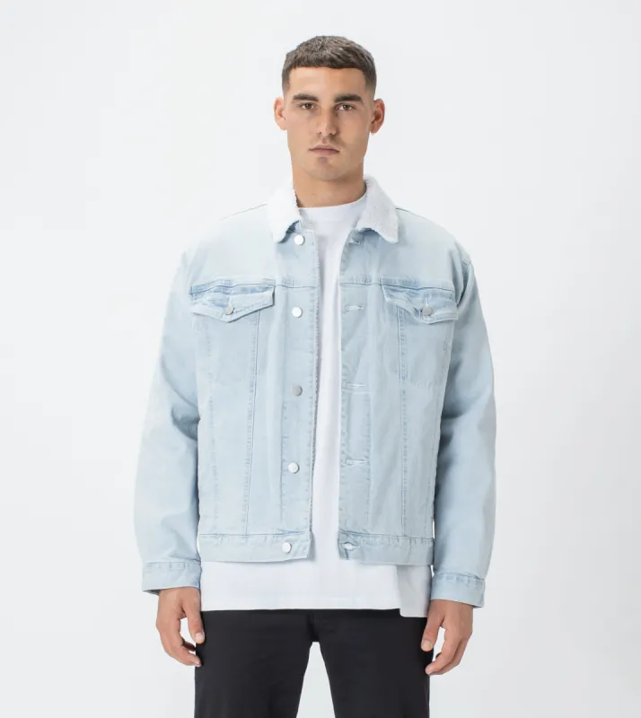 Vintage Denim Sherpa Jacket Whitewash sold by Zanerobe