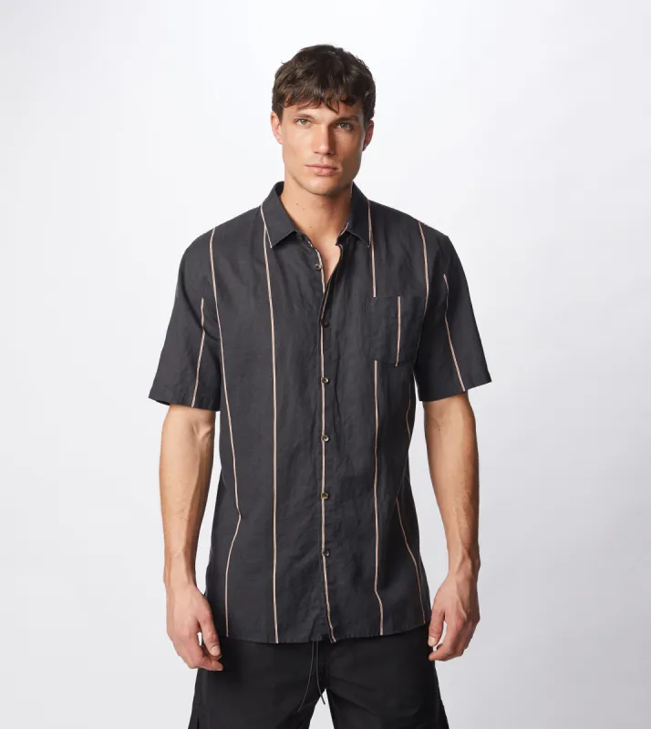 Tri-Stripe SS Shirt Black/Mango sold by Zanerobe