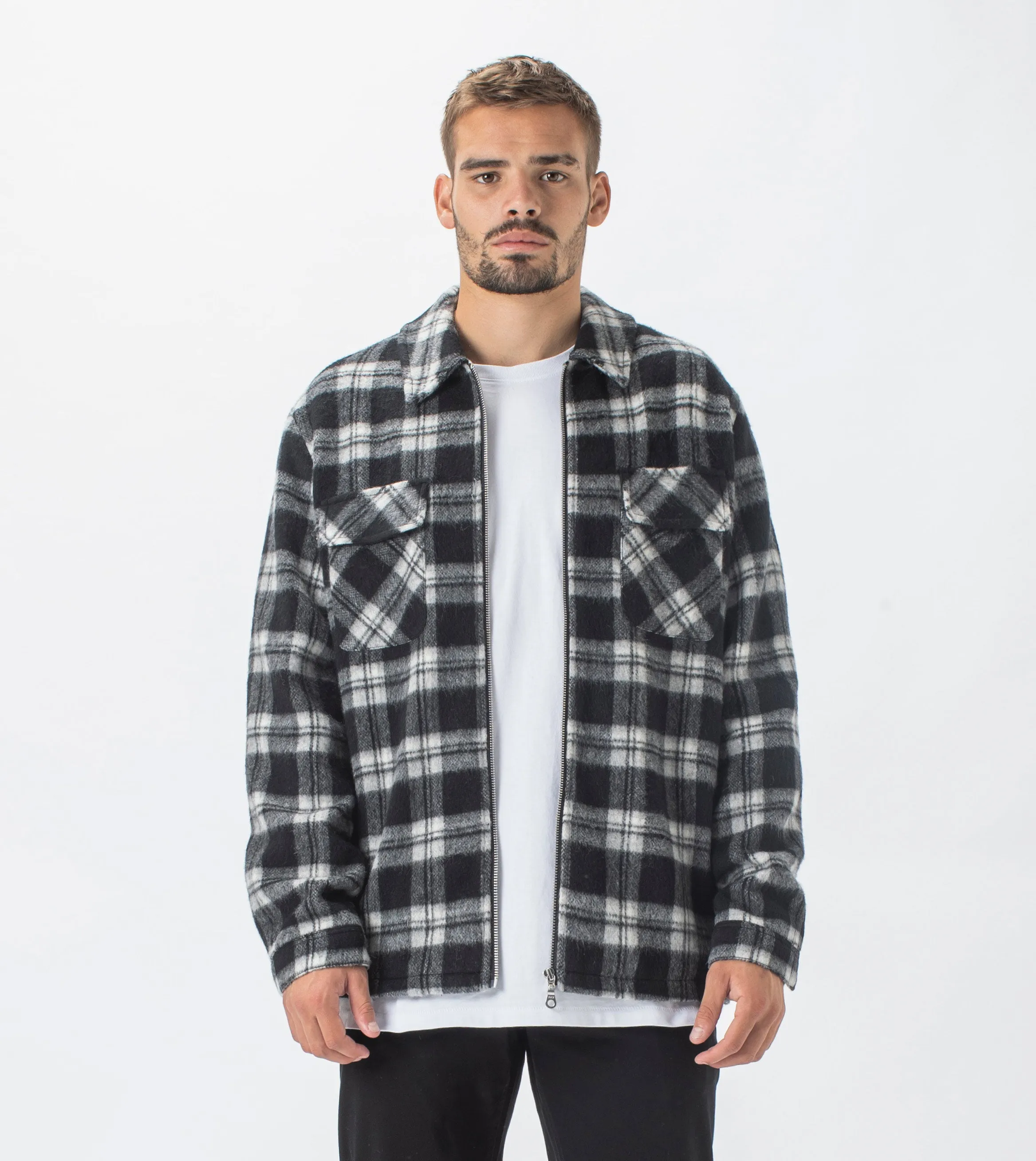 Plaid Work Jacket Grey sold by Zanerobe