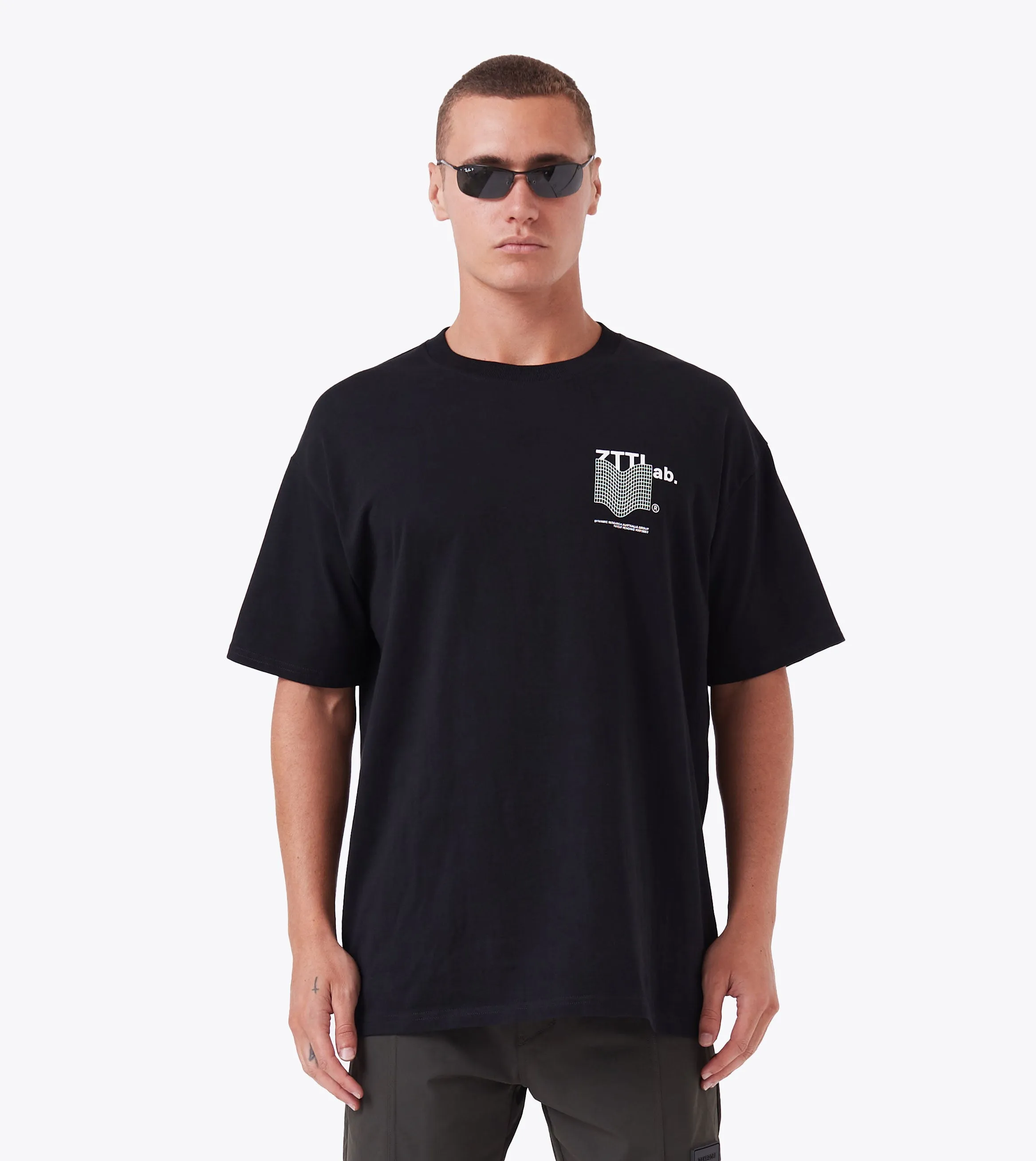 Tunnel Box Tee Black sold by Zanerobe