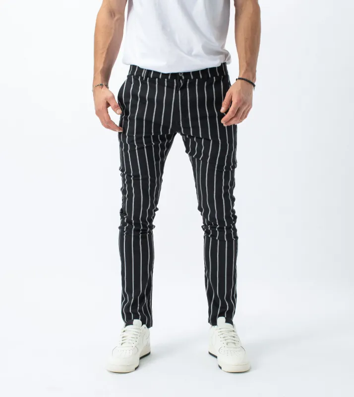 Stripe Snapshot Chino Black/Milk - Sale sold by Zanerobe