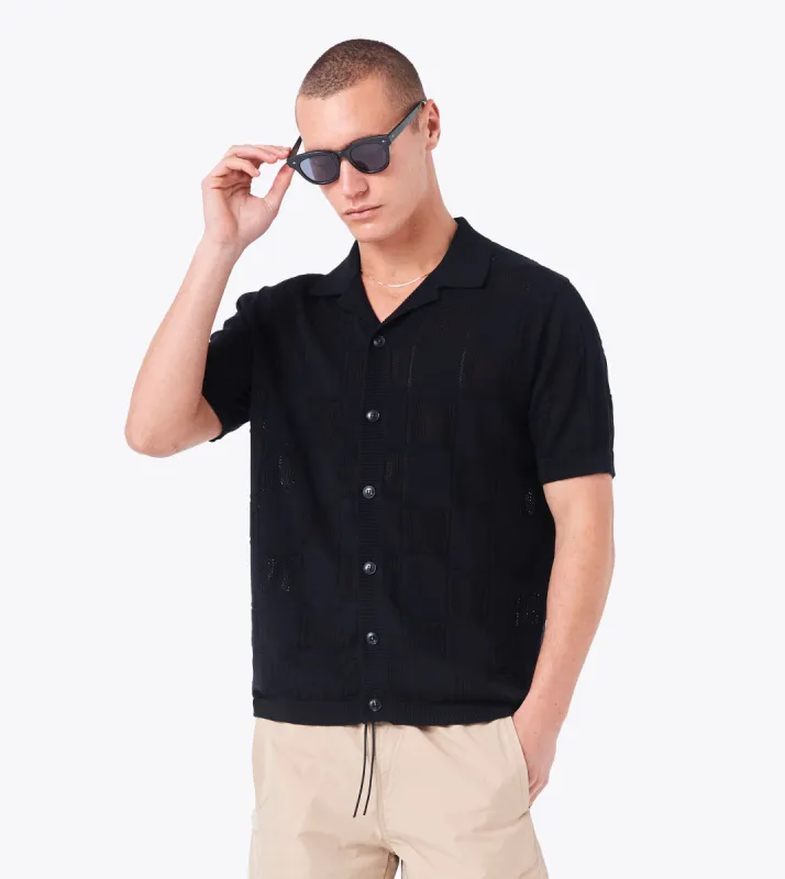 Check Knitted Shirt Black sold by Zanerobe