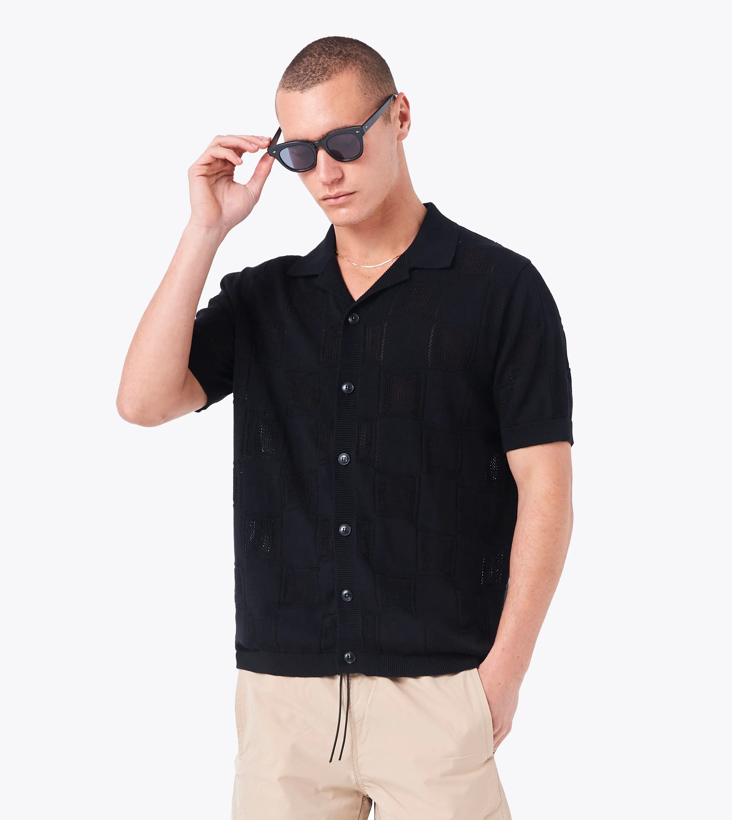 Check Knitted Shirt Black sold by Zanerobe