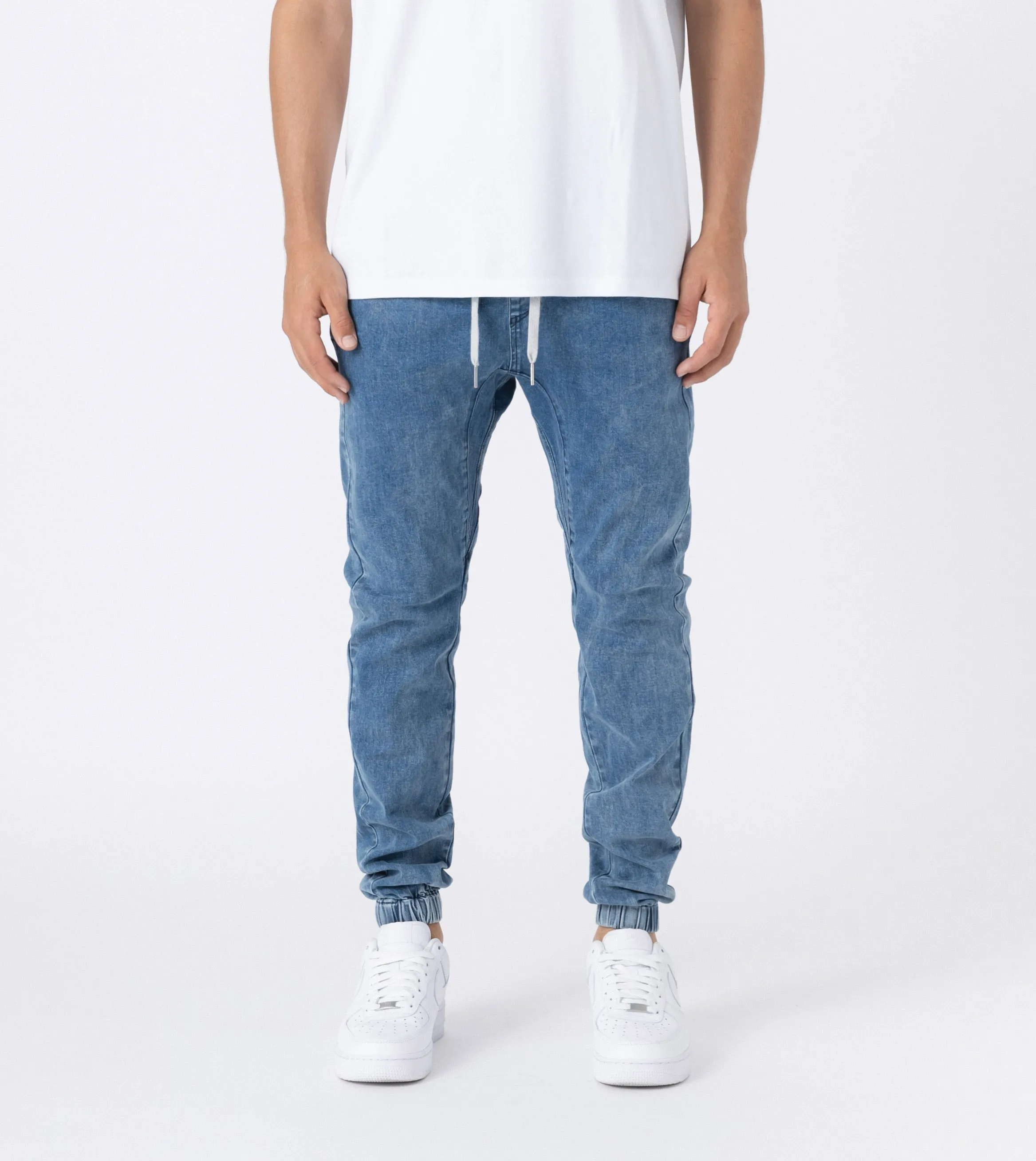 Sureshot Mid Rise Denim Jogger Essential Blue sold by Zanerobe