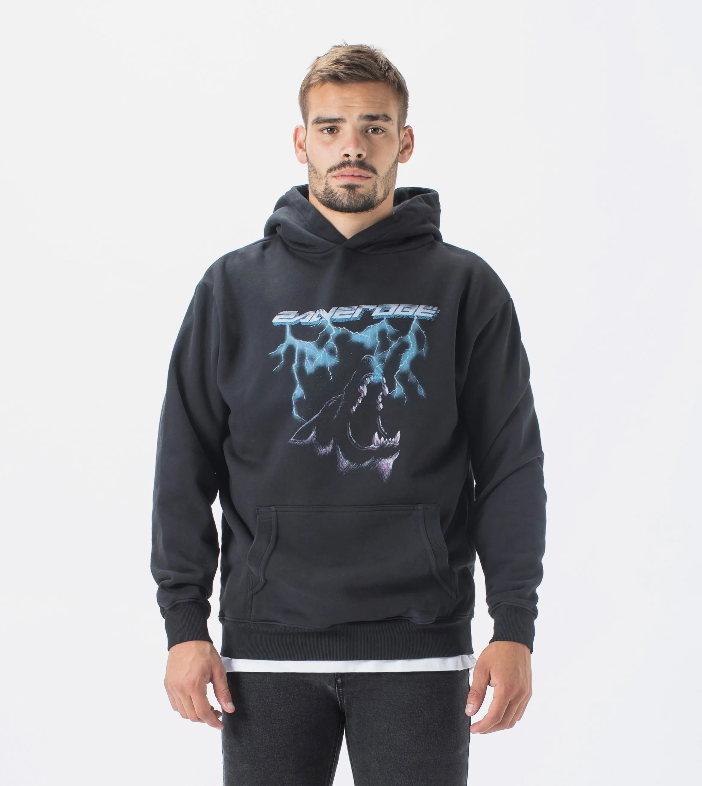 Wolf Hood Sweat GD Black sold by Zanerobe