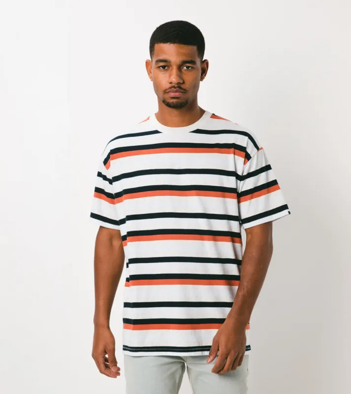 Quad-Stripe Box Tee White Marle/Clay - Sale sold by Zanerobe