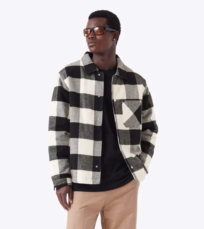 Hike Plaid Overshirt Black/Vintage White sold by Zanerobe