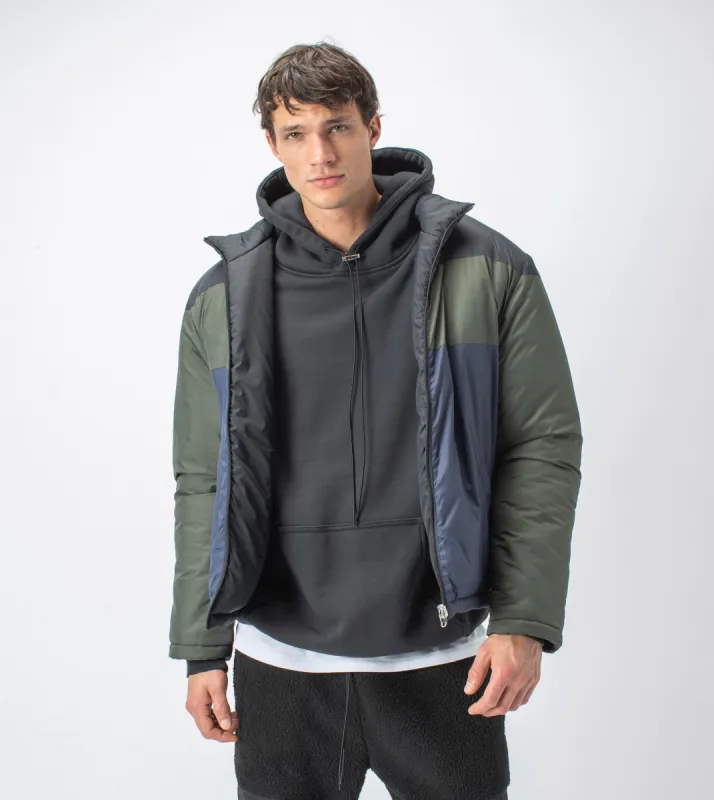 Patchwork Reversible Puffer Jacket Dk Army/Ink - Sale sold by Zanerobe