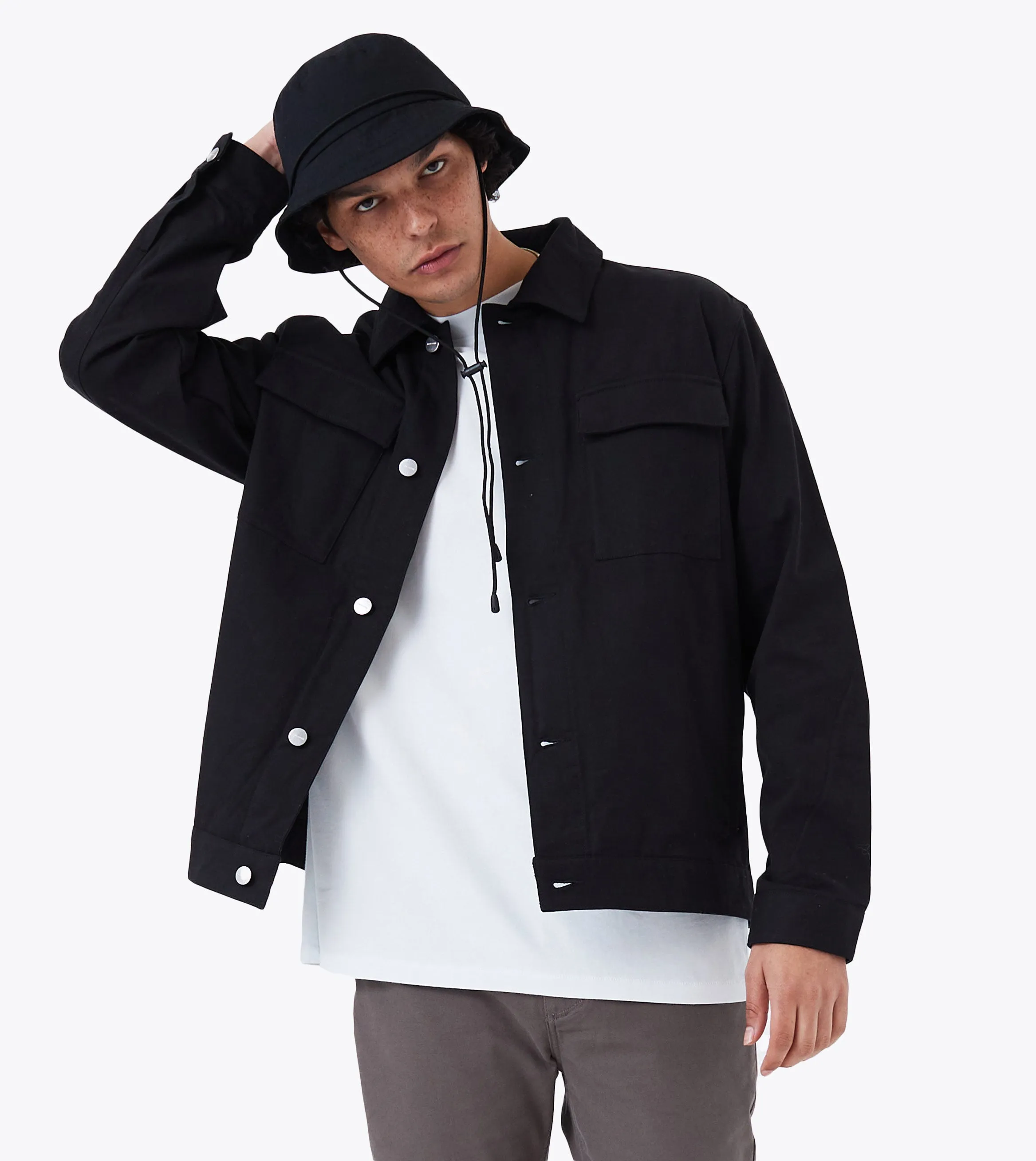 Canvas Work Jacket Black sold by Zanerobe